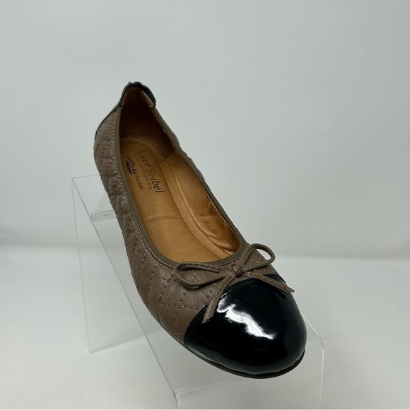 Josef Seibel Pippa Brown Quilted Leather Flats Black Cap Toe Size 37 with Bow - Picture 2 of 13
